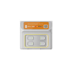 Smart shared power bank charging station with 4 slots, LED indicators and mobile payment options