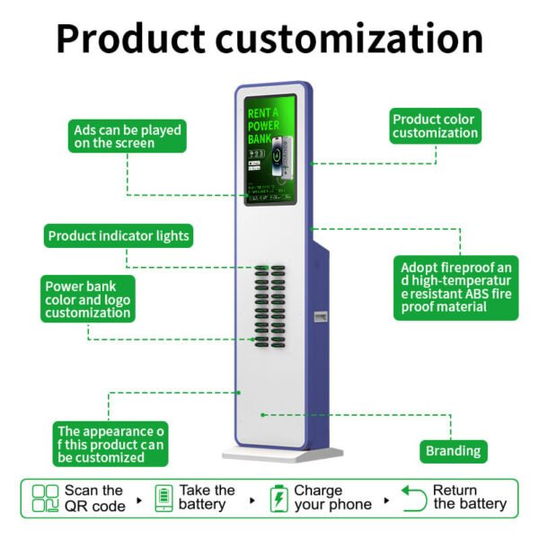 24S Commercial Tower Power Bank Station - 24-Slot Premium Floor-Standing Kiosk - Image 3
