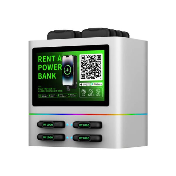 TP1308 4G Commercial Power Bank Station with 4 Slots and LCD Display